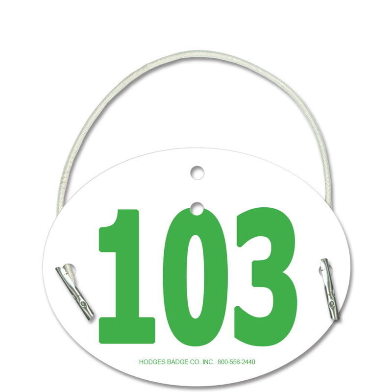 Indurotec<sup>TM</sup> Small Oval Exhibitor Number With Elastic