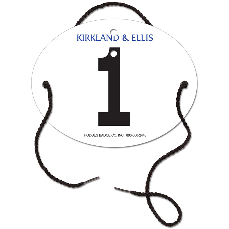 Custom Indurotec<sup>TM</sup> Full Color Arm Dressage Oval Exhibitor Number With String