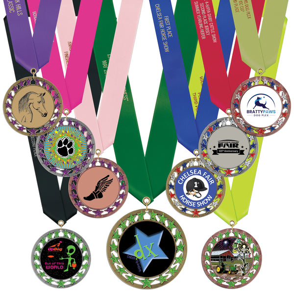 2-3/4" Custom RSG Award Medal With Satin Neck Ribbon