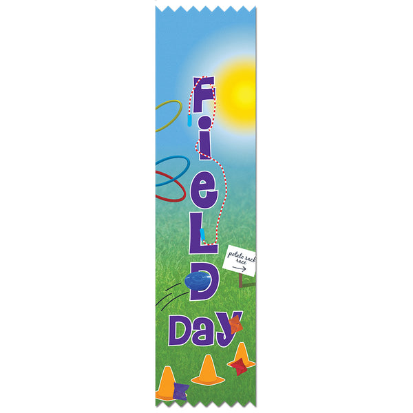2" X 8" Stock Multicolor Pinked Top Hula Hoop Field Day Award Ribbon