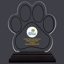 5-1/2" Custom Full Color Small Paw Print Shaped Acrylic With Black Base