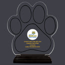 9-1/8" Custom Full Color Large Paw Print Shaped Acrylic With Black Base