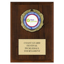 5" x 7" Custom XBX Medal Cherry Plaque With Engraved Plate