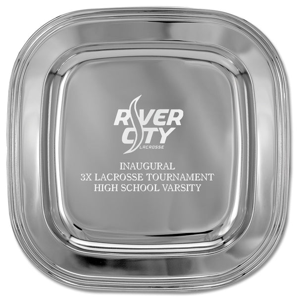 9-1/2" Silver Square Award Tray