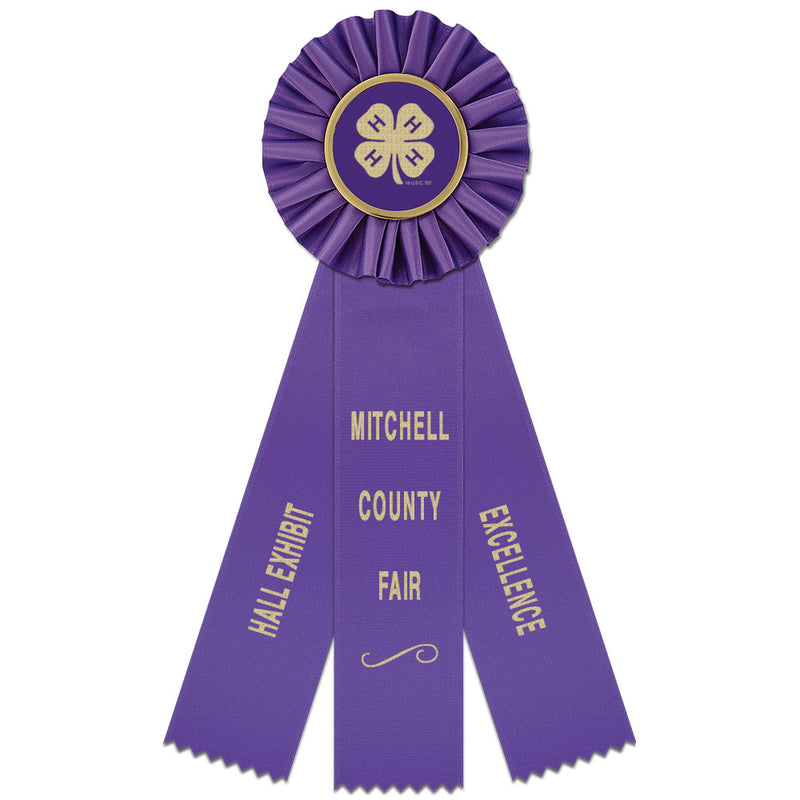 Ideal 3 Rosette Award Ribbon With 3 Streamer Printing