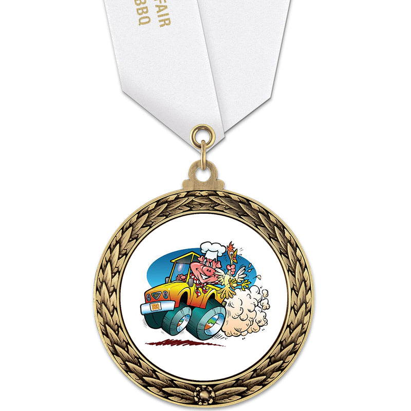 2-5/8" Custom GFL Award Medal With Satin Neck Ribbon