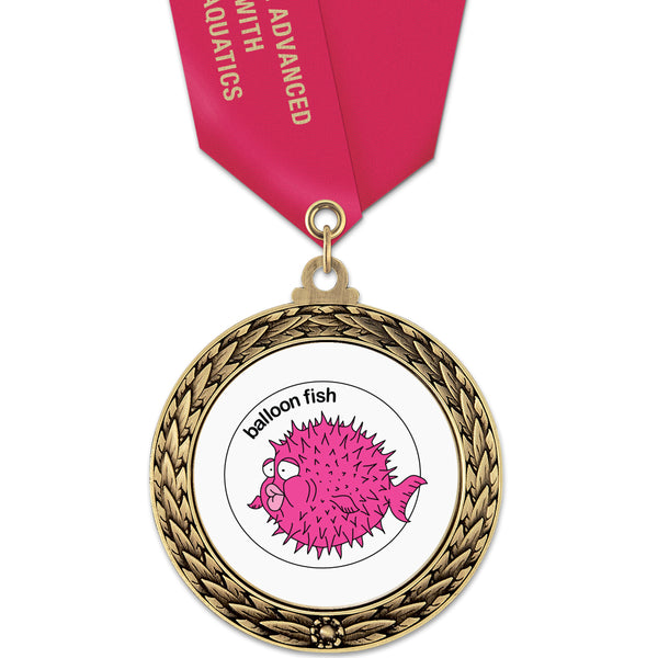 2-5/8" Custom GFL Award Medal With Satin Neck Ribbon