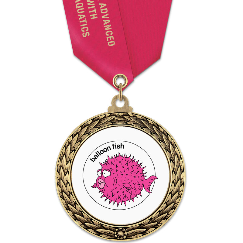 2-5/8" Custom GFL Award Medal With Satin Neck Ribbon