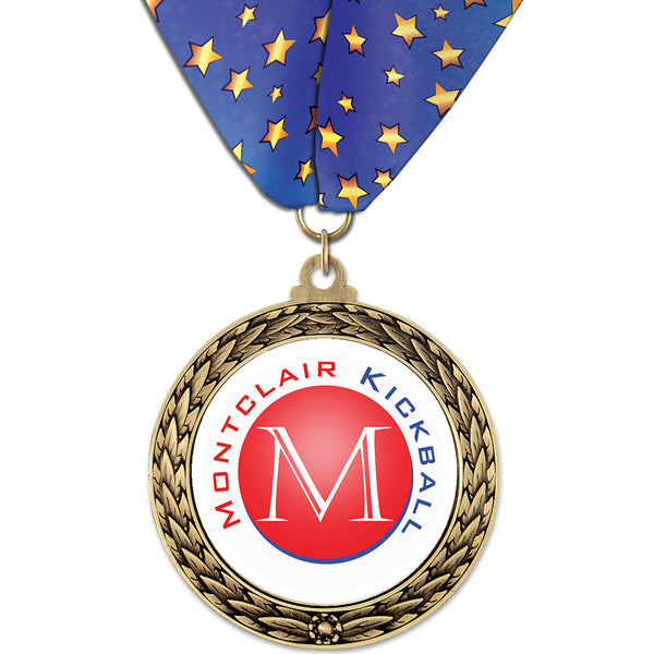 2-5/8" Custom GFL Award Medal With Millennium Neck Ribbon