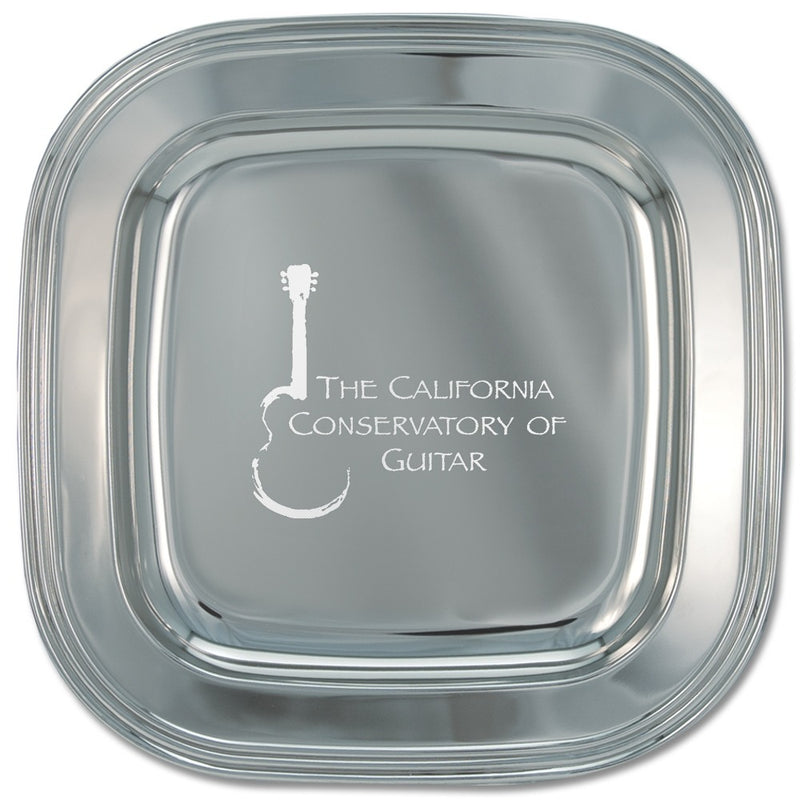 8" Silver Square Award Tray