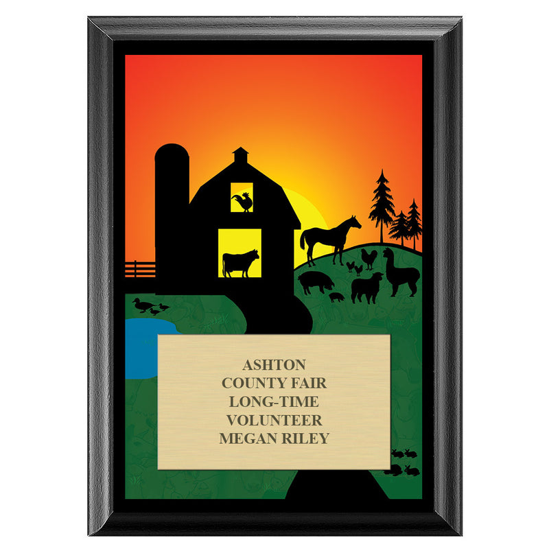 5" x 7" Custom Full Color Stock Design Black Plaque With Engraved Plate