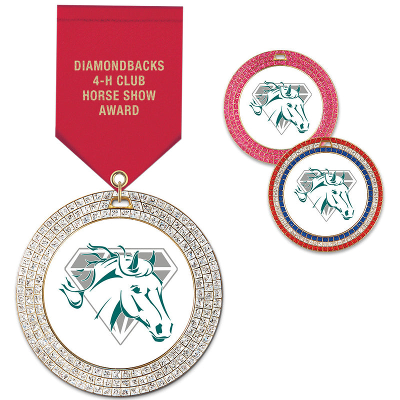 2-3/4"  Custom GEM Award Medal w/ Satin Drape