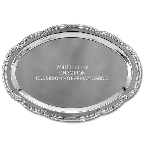 9" x 6-1/2" Scalloped Oval Award Tray