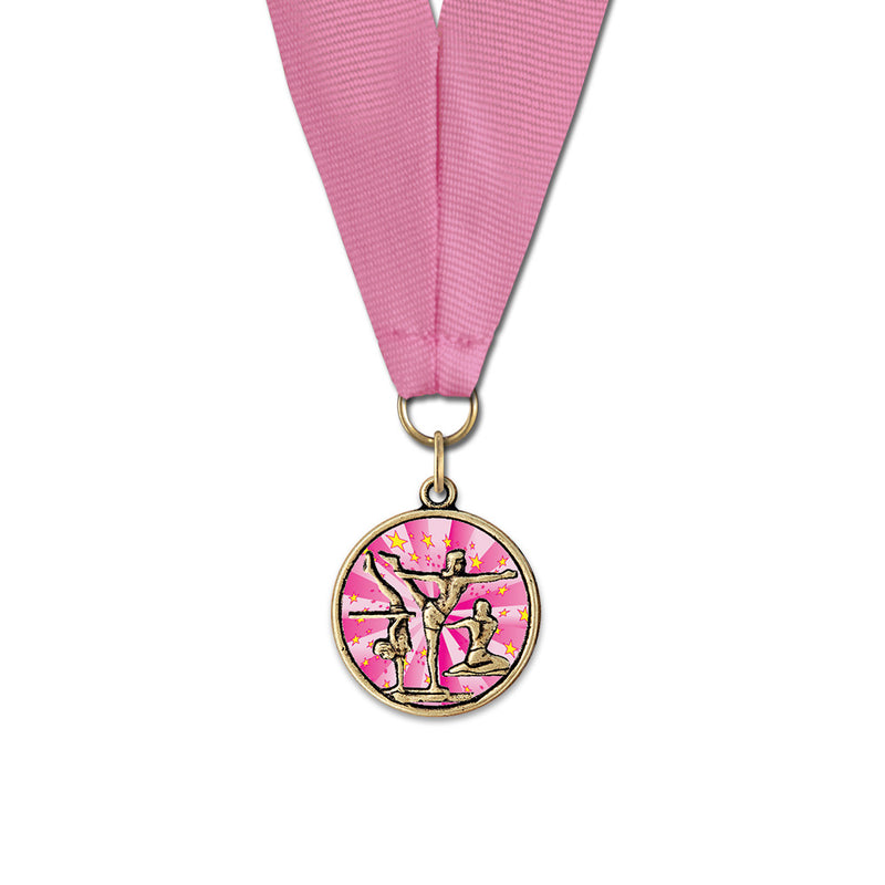 1-1/8" Custom CXC Color Fill Award Medal With Grosgrain Neck Ribbon