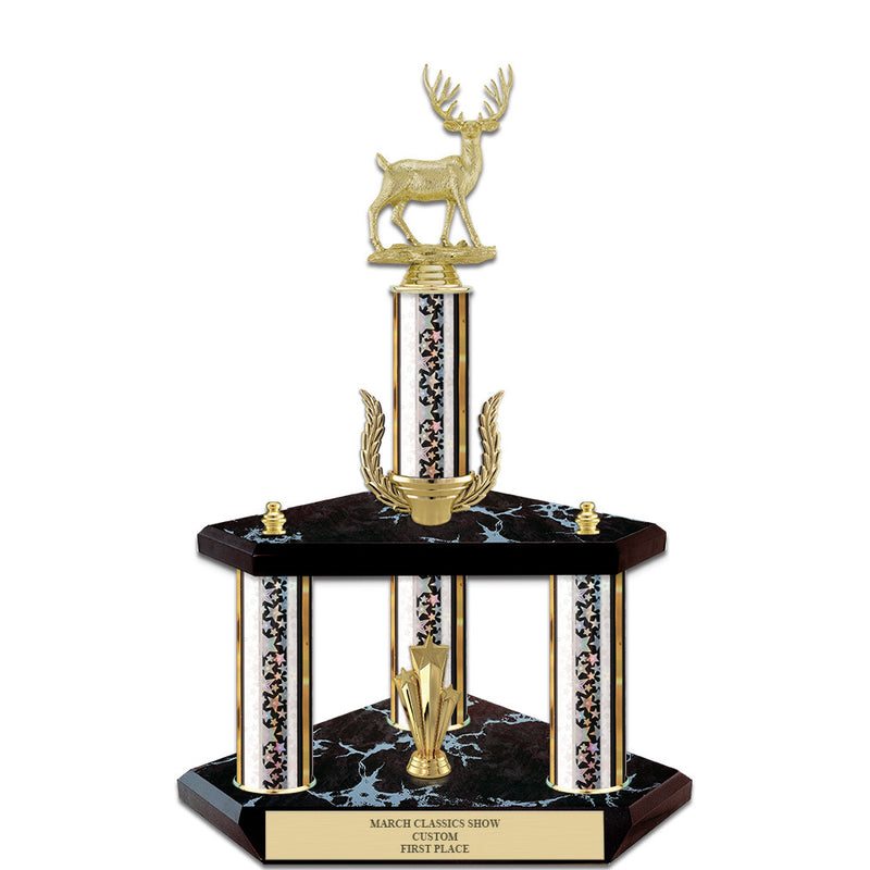 15" Black Finished Award Trophy With Wreath And Trim