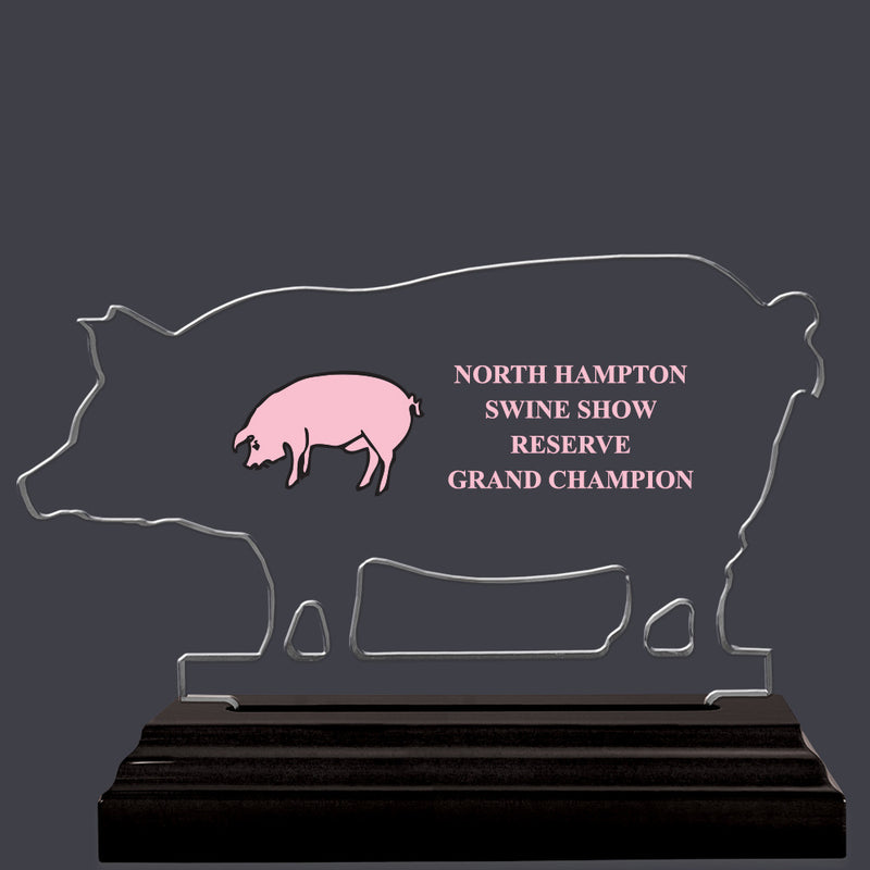 Hog Shaped Acrylic Award Trophy w/ Black Base