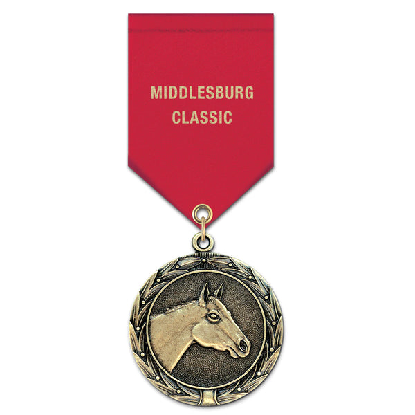 1-3/4" Custom HBX Award Medal With Satin Drape Ribbon