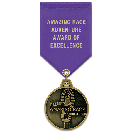 1-1/2"  HM Award Medal w/ Satin Drape Ribbon