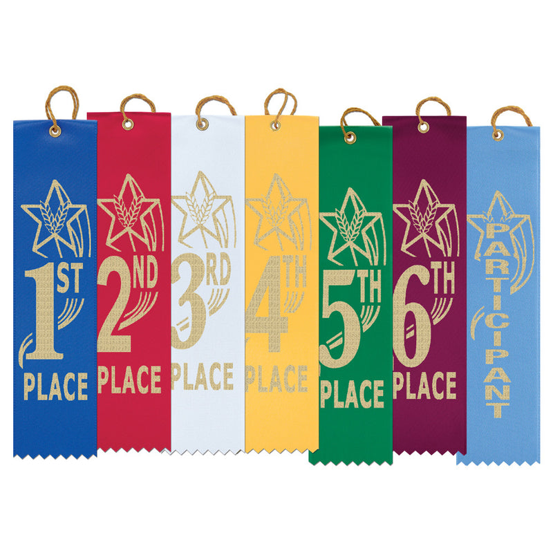 2" X 8" Stock Square Top Star Award Ribbon