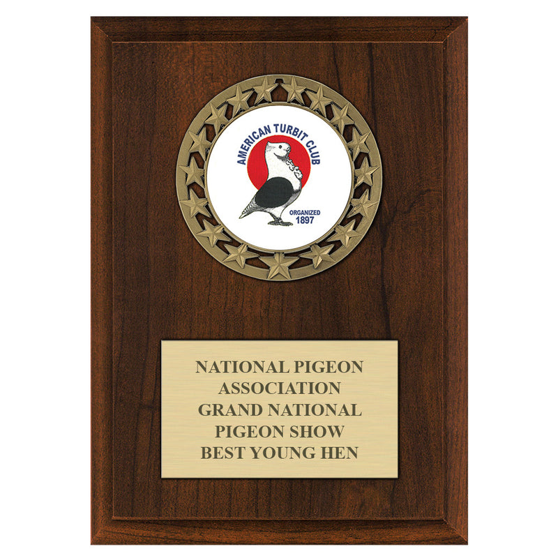 5" x 7" Custom RS14 Medal Cherry Plaque With Engraved Plate