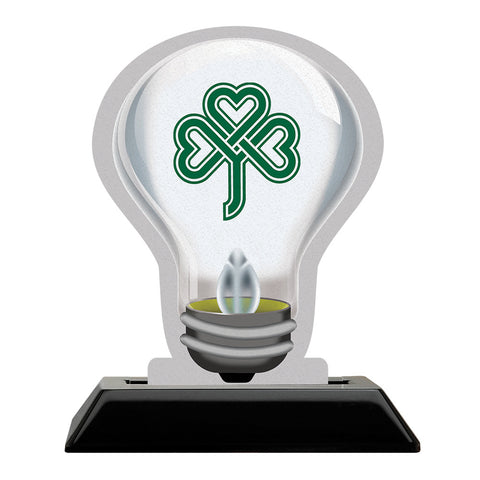 5" Light Bulb Shape Birchwood Award Trophy With Black Base