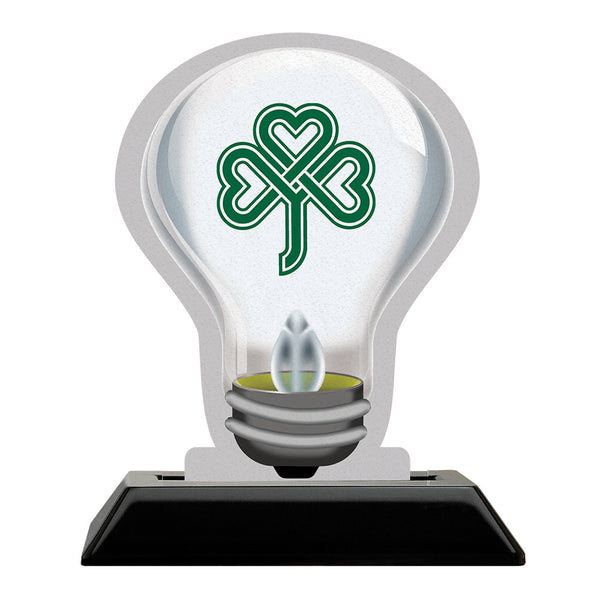 5" Light Bulb Shape Birchwood Award Trophy With Black Base