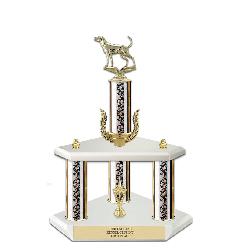 15" White Finished Award Trophy With Wreath And Trim