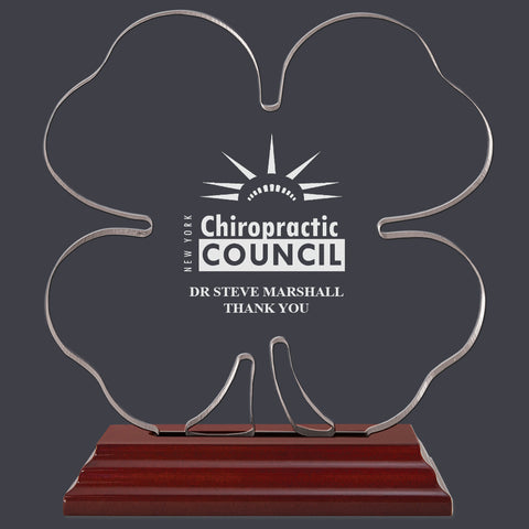 Engraved Clover Shaped Acrylic Award Trophy