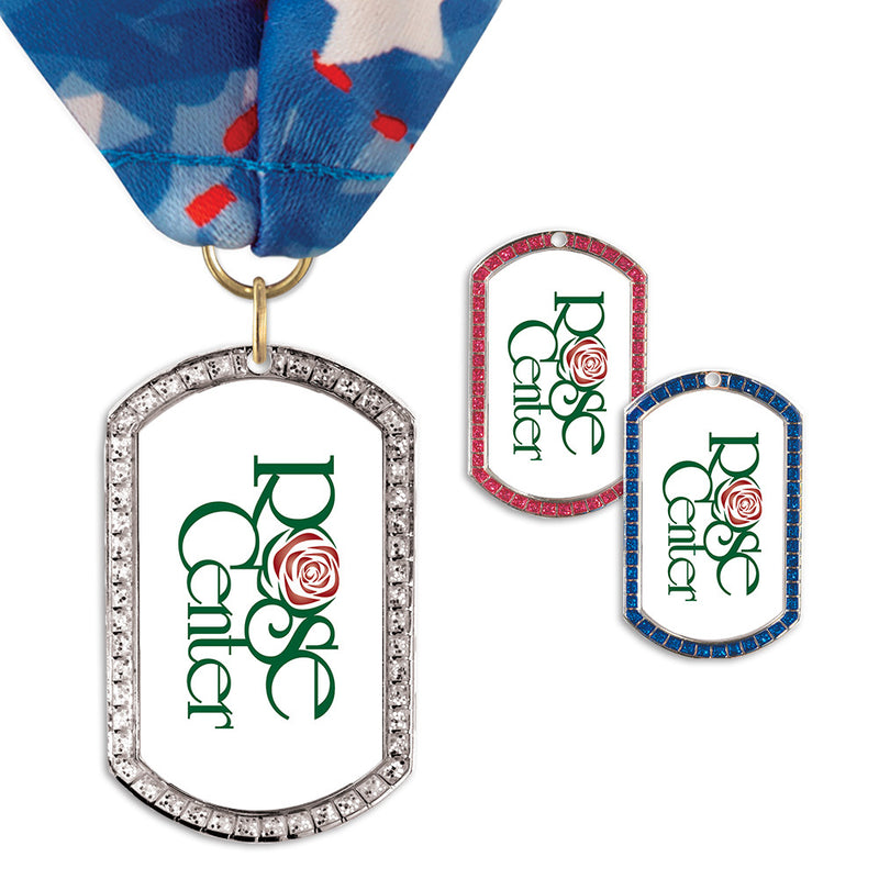 1-3/8" x 2-1/4"  Custom GEM Tag Award Medal w/ Millennium Neck Ribbon