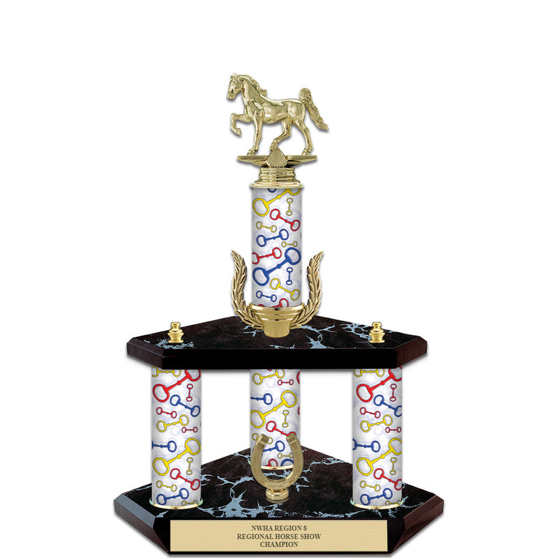 15" Black Finished Award Trophy With Wreath And Trim