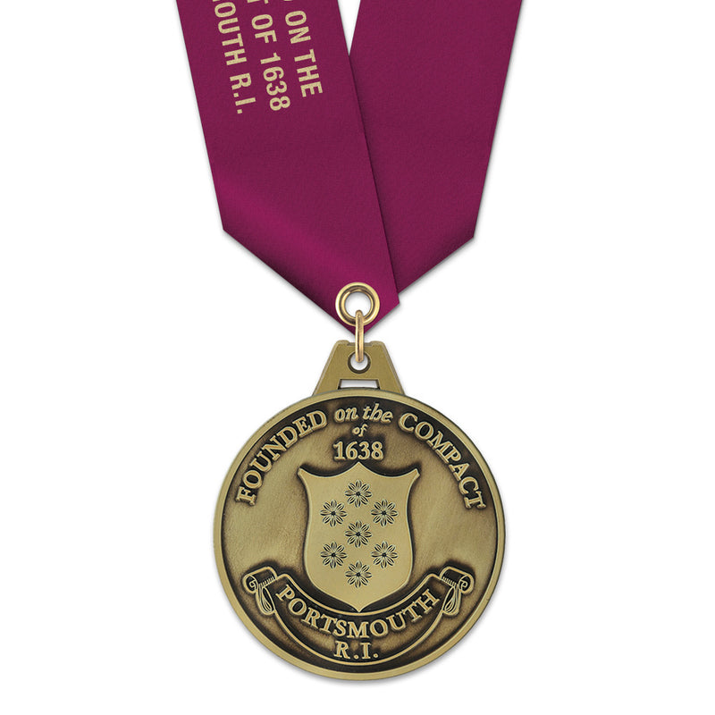 2"  HG Award Medal w/ Satin Neck Ribbon