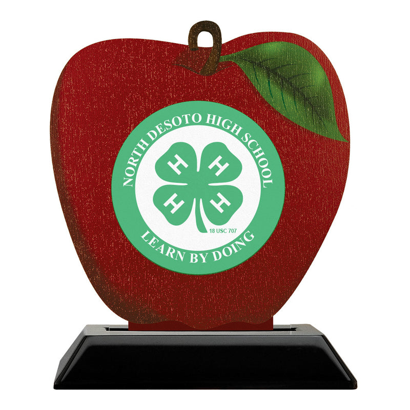 5" Apple Shape Birchwood Award Trophy With Black Base