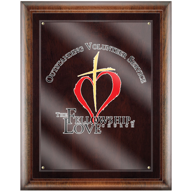 8" x 10"  Full Color Award Plaque - Espresso w/ Acrylic Overlay