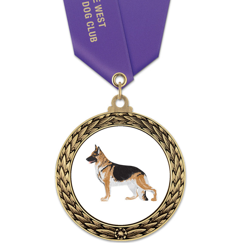 2-5/8" Custom GFL Award Medal With Satin Neck Ribbon