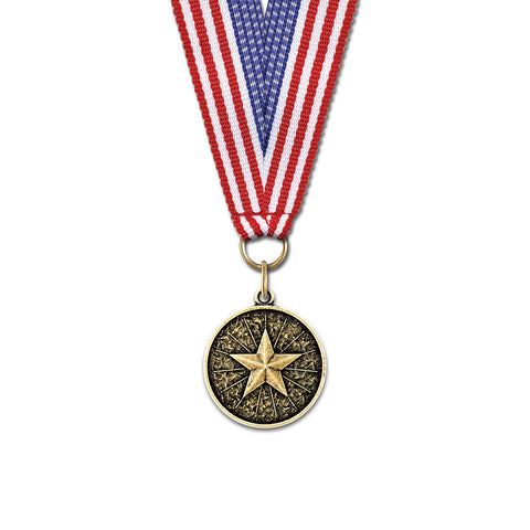 1-1/8" Custom CX Award Medal With Grosgrain Neck Ribbon