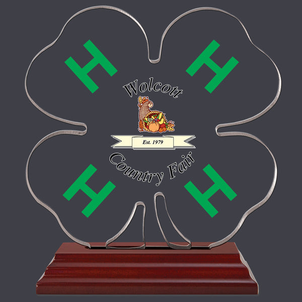 5-1/2" Custom Full Color 4-H Clover Shaped Acrylic Award