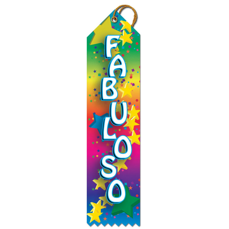 2" X 8" Stock Multicolor Point Top Fabuloso Award Ribbon