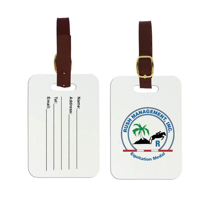 Rectangle Luggage Tags w/ Brown Leather Strap