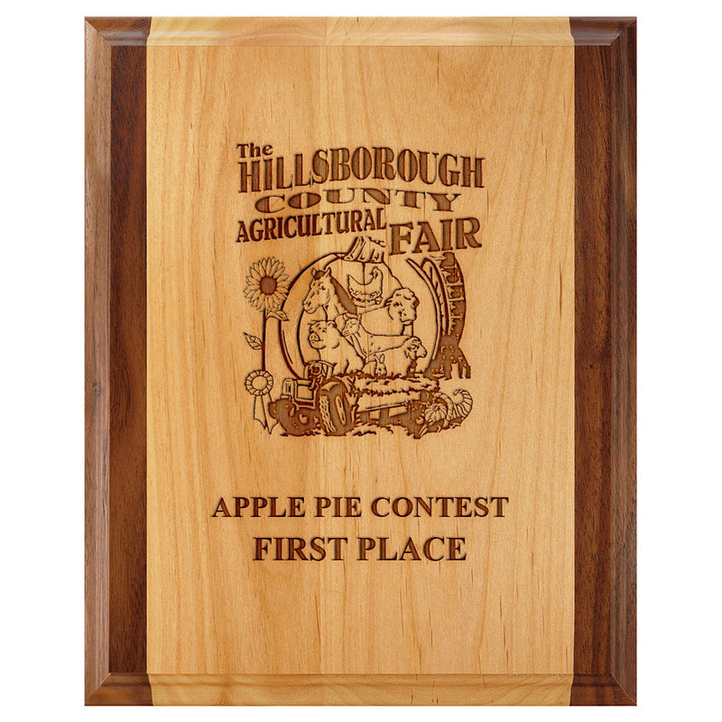 8" x 10" Custom Red Alder & Walnut Engraved Plaque