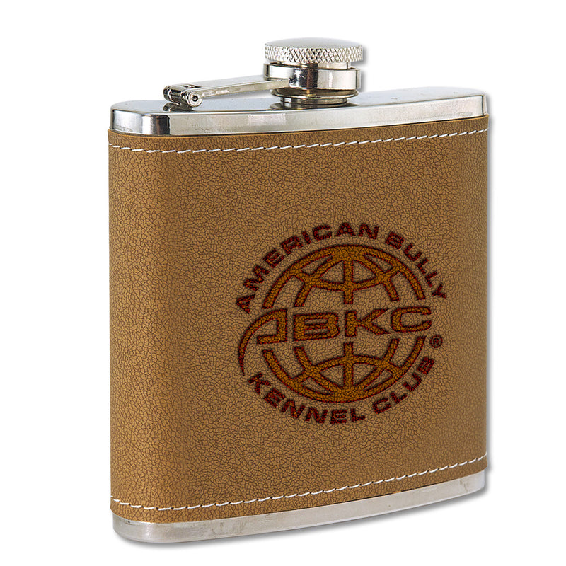 6 oz. Leather Stainless Award Flask