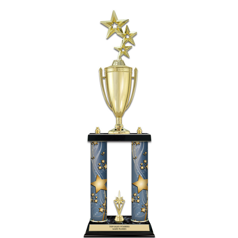 22" Black Finished Award Trophy With Loving Cup And Trim