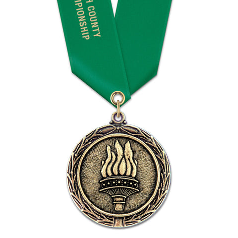 2-1/4" Custom LX Award Medal With Satin Neck Ribbon