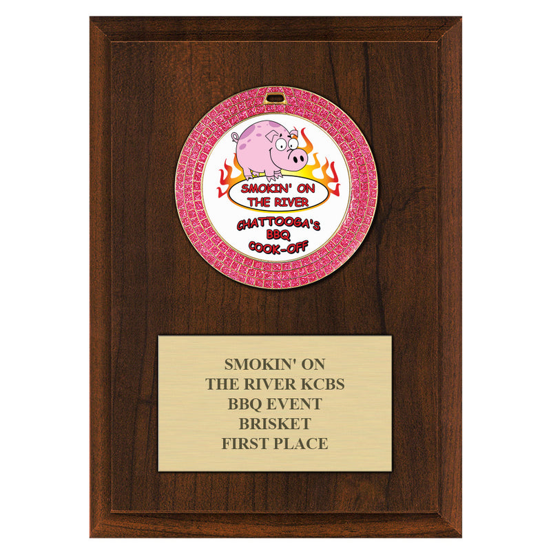 5" x 7" Custom GEM Medal Cherry Plaque