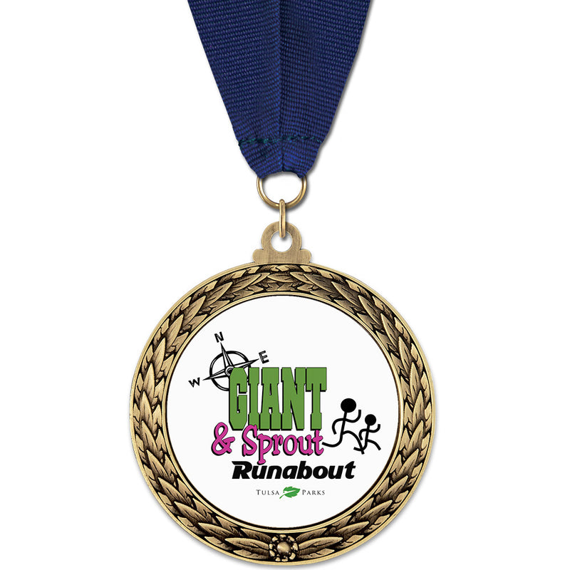 2-5/8" Custom GFL Award Medal With Grosgrain Neck Ribbon