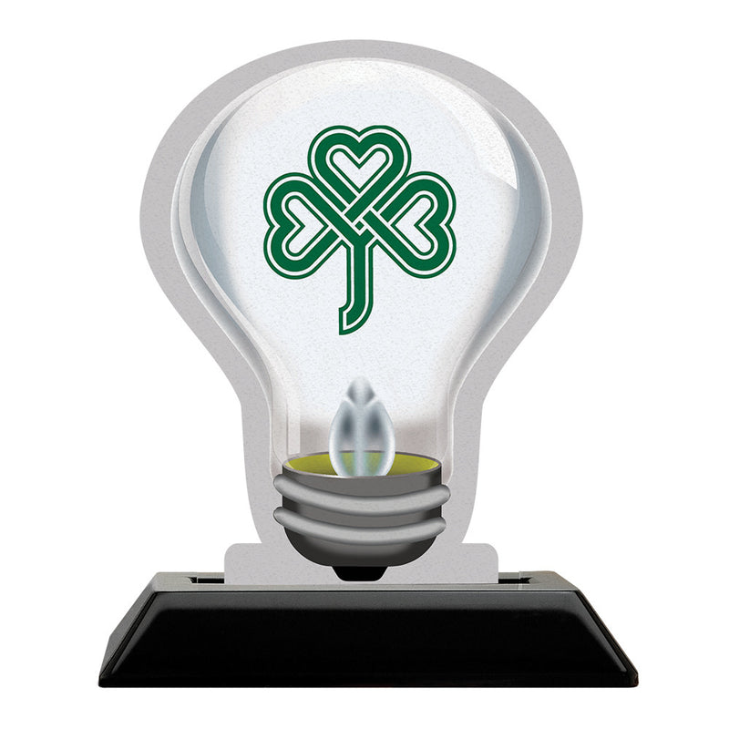 5" Light Bulb Shape Birchwood Award Trophy With Black Base