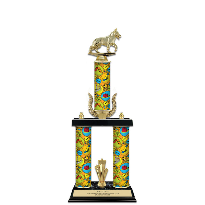 20" Black Finished Award Trophy With Wreath And Trim