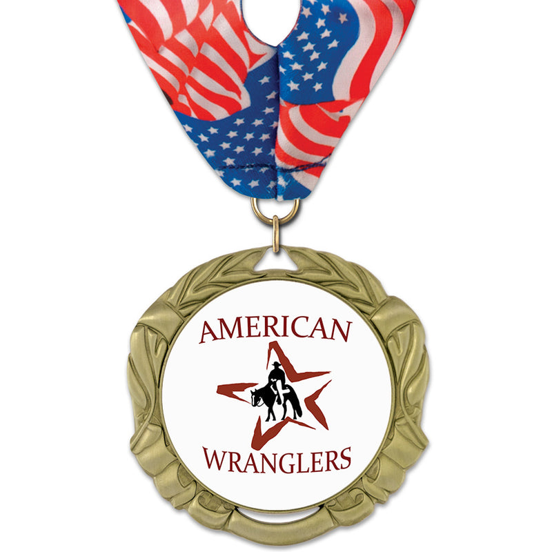 2-3/4”  Custom XBX Award Medal w/ Millennium Neck Ribbon