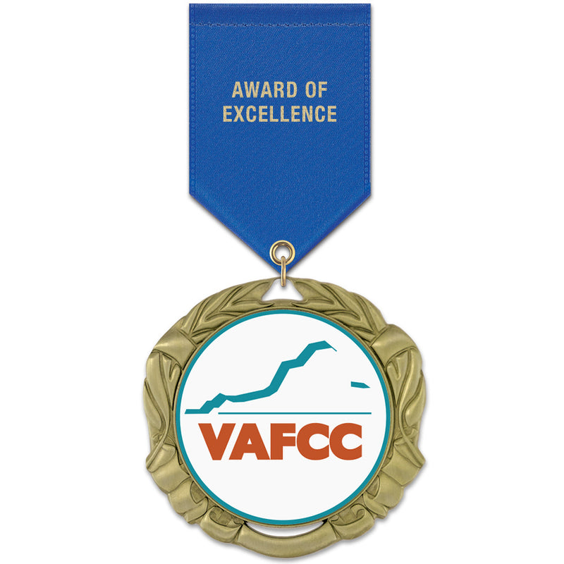 2-3/4"  Custom XBX Award Medal w/ Satin Drape Ribbon