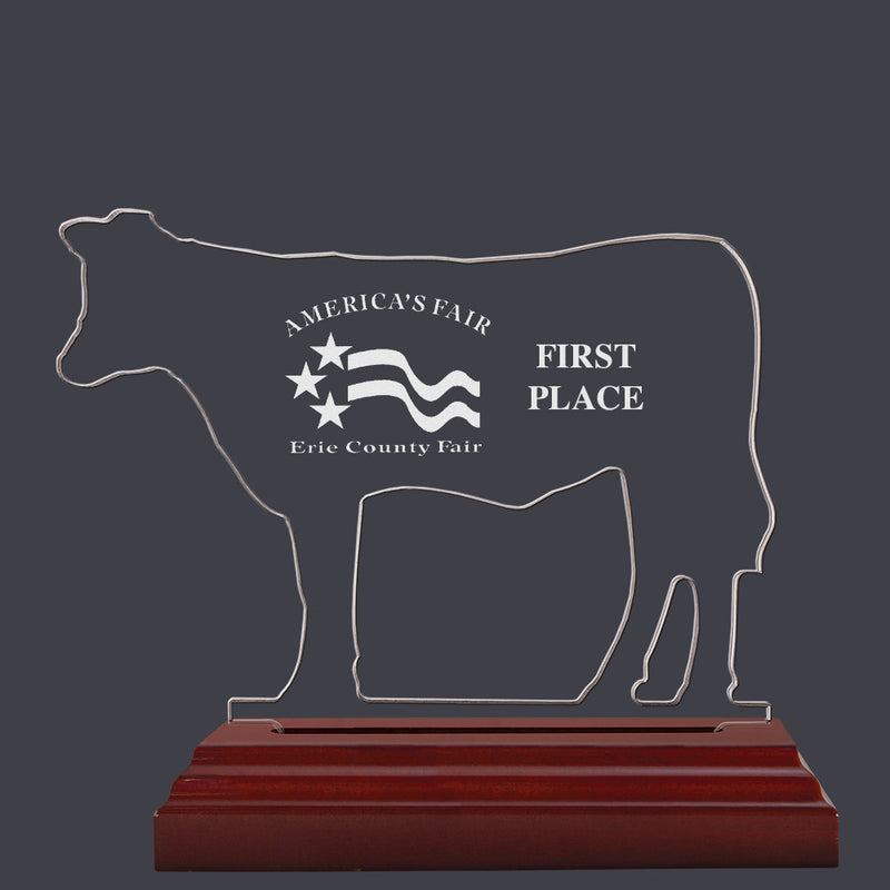 5-1/2" Custom Engraved Cattle Shaped Acrylic Award