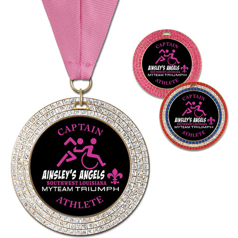 2-3/4" Custom GEM Award Medal With Grosgrain Neck Ribbon